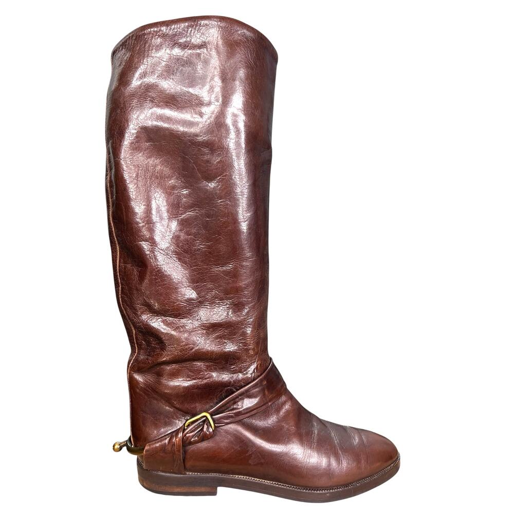Vintage Joan & David Women's Brown Leather Equestrian Riding Boots Size 38 US 8